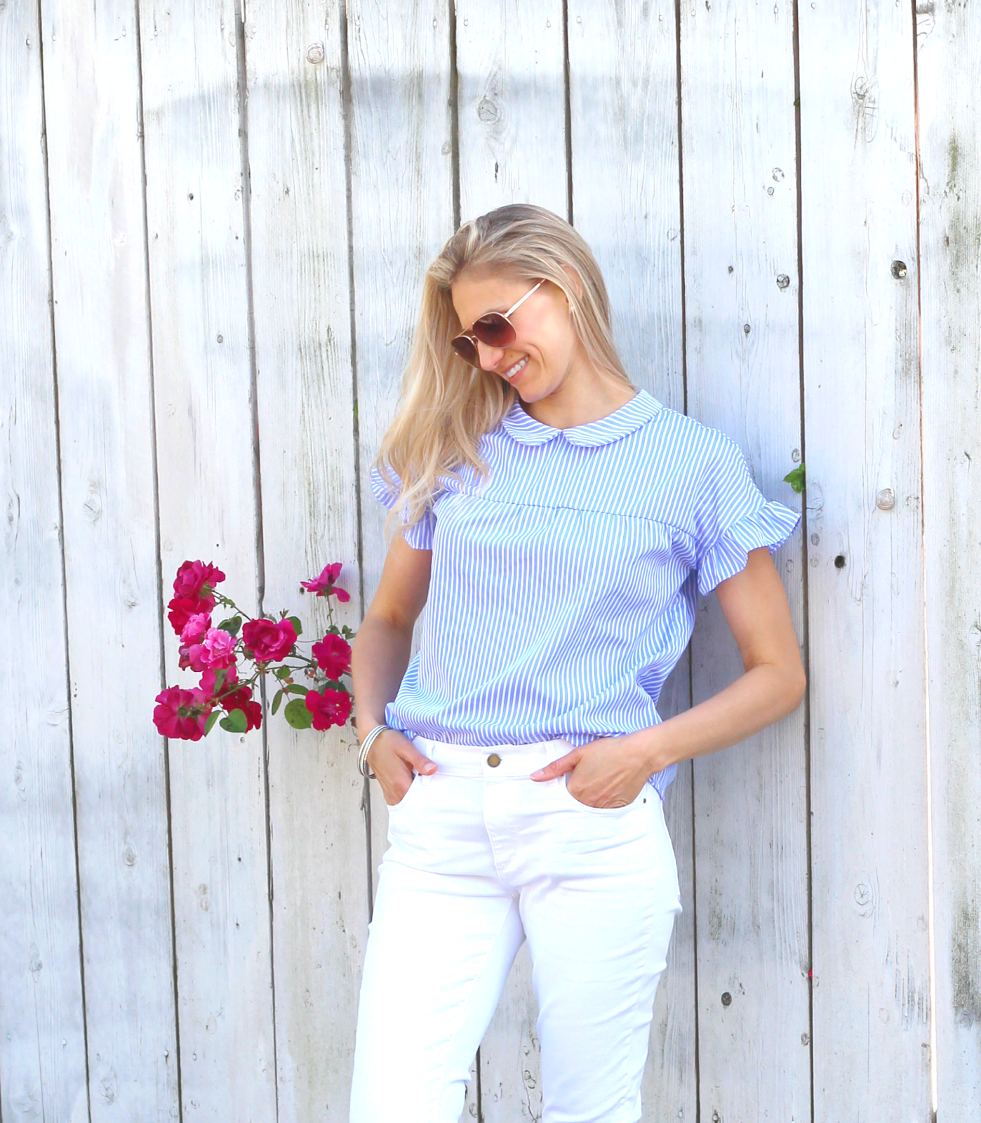 blue and white summer outfits