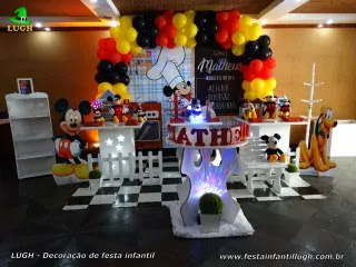 Decoração da mesa de aniversário tema Mickey Chef de Cozinha para festa infantil - Barra- RJ