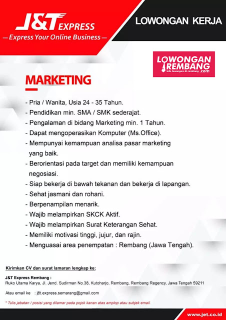 Lowongan Kerja Marketing J&T Express Rembang