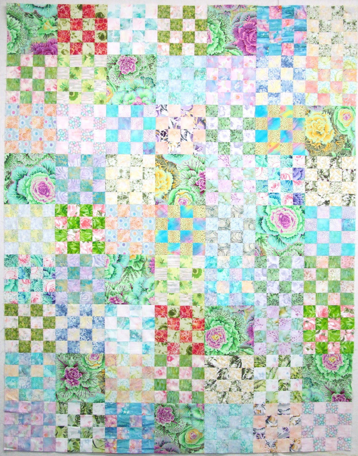 Exuberant Color Pastel quilt top...............