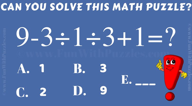 Brain Testing Arithmetic Puzzle With Answer