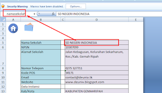 memberi nama cells pada excel