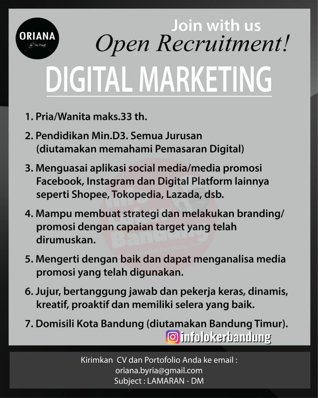 Lowongan Kerja Digital Marketing Oriana Boutique & Scarves Bandung Oktober 2019