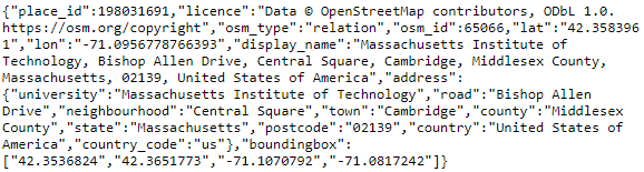 JSON reverse geocoding output