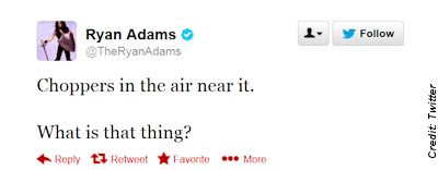 Singer Ryan Adams Tweets About Spotting a Huge UFO Last Night