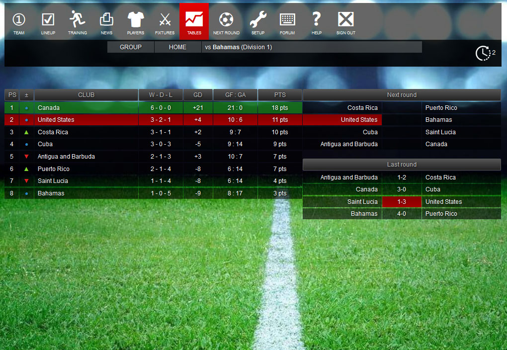 Soccer / football manager games National football team manager game