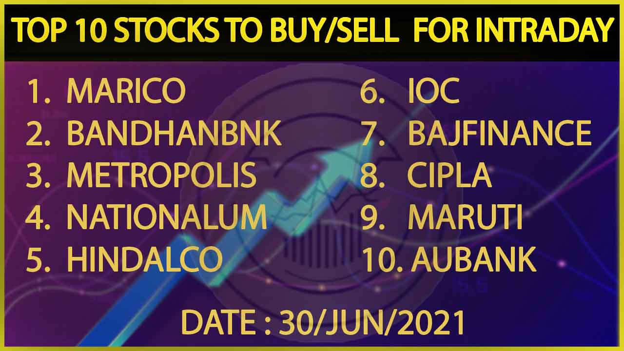 Top 10 NSE Stocks in Focus for Buy/Sell Call Intraday (30-June-2021) 🔥