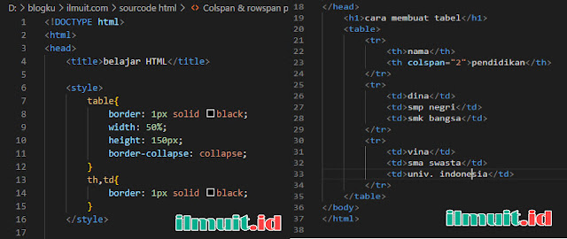 Colspan & Rowspan Pada Tabel HTML