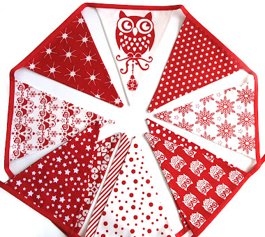 Christmas Red Owl Bunting Decoration