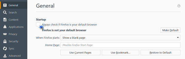 Firefox como navegador predeterminado