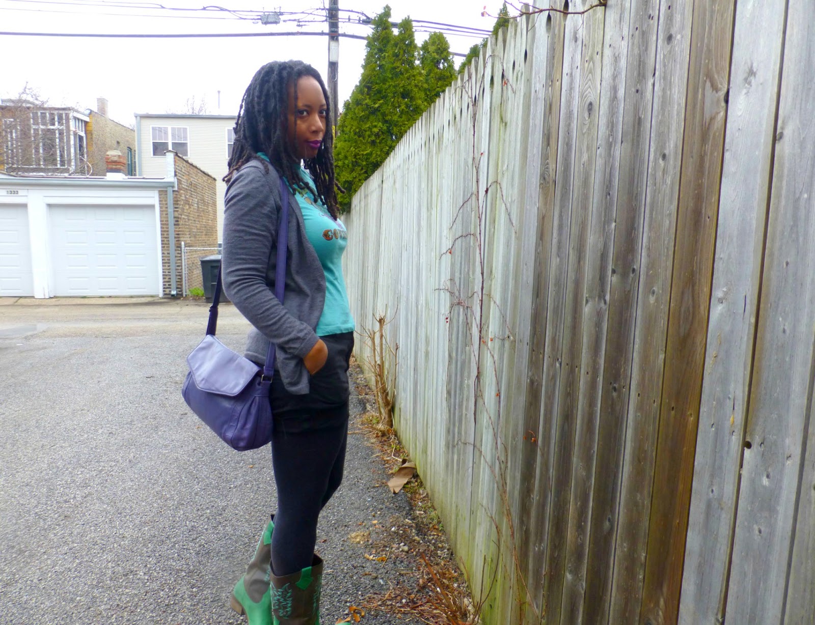 Thrift Style Tee and Shorts.Tights and Boots, too! Thriftanista in