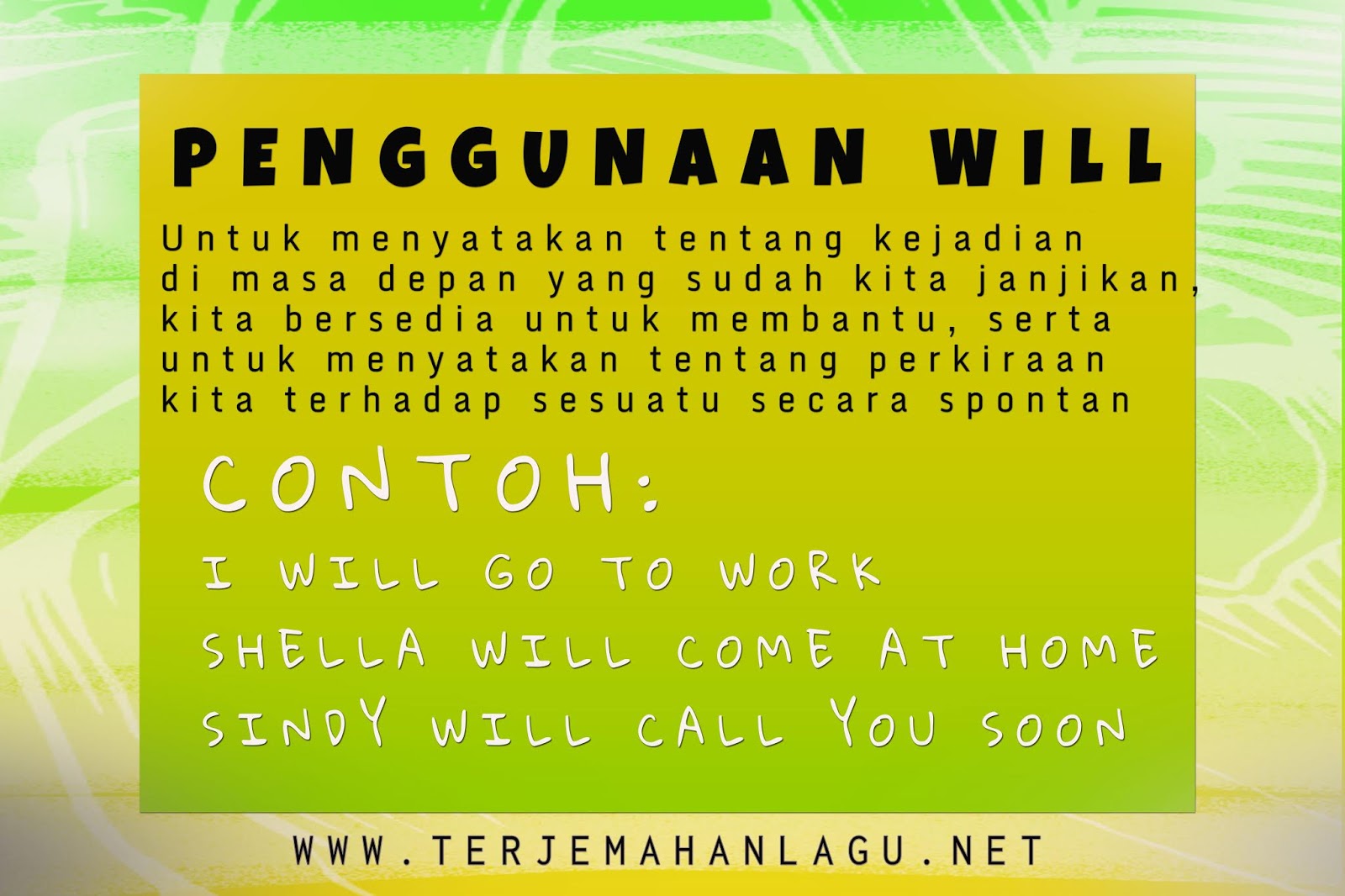 Kata Will Dalam Masa Depan Untuk Kalimat Dalam Bahasa Inggris