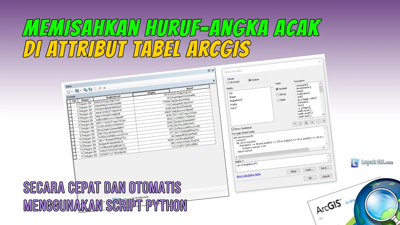 Cara Memisahkan Huruf-Angka Acak di Attribut Tabel ArcGIS
