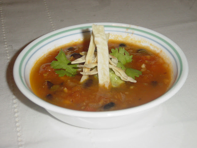 Chicken Tortilla Soup With Black Beans And Oven Roasted Tomatoes