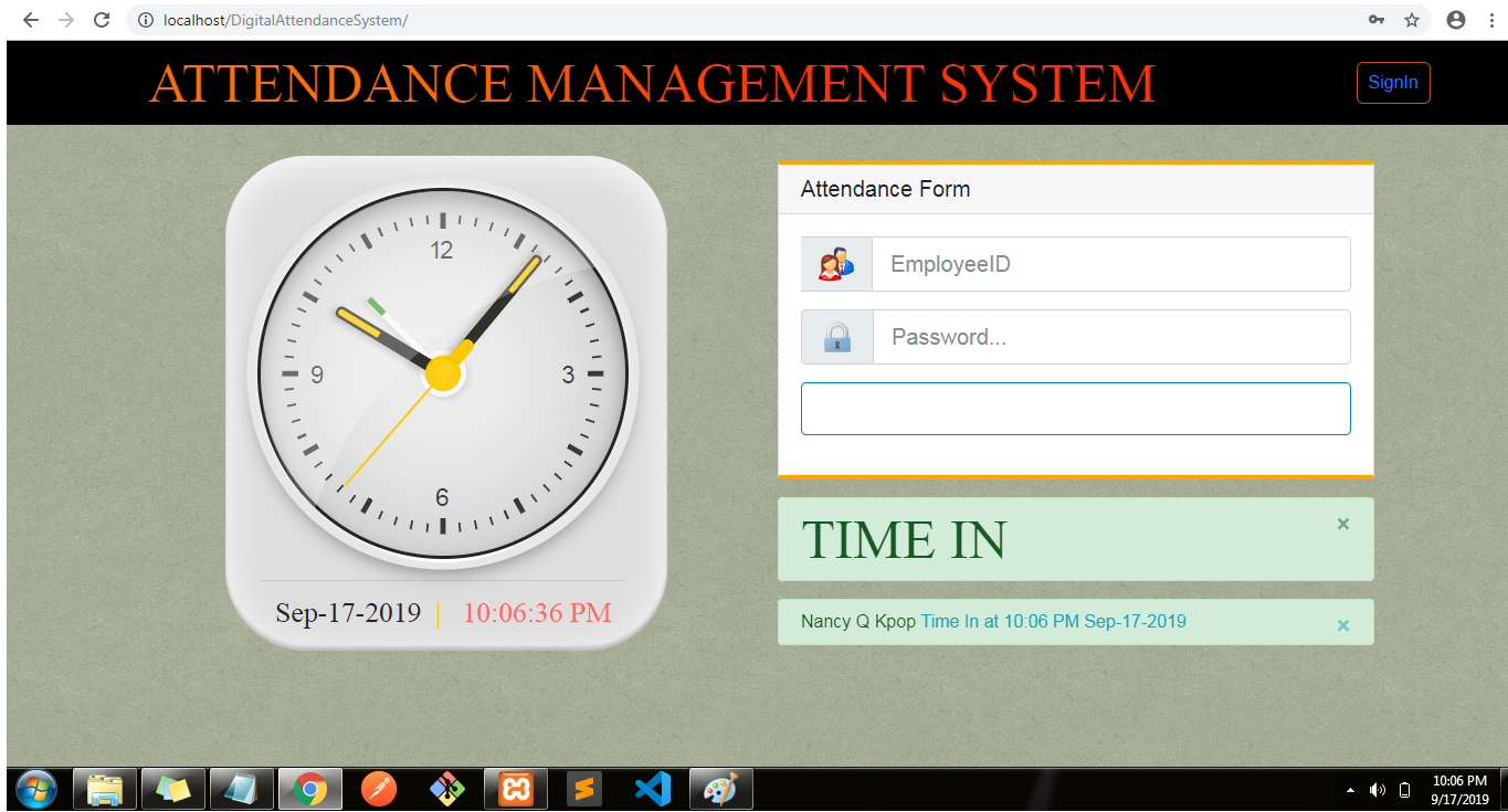 Attendance Management System Using PHP Mysqli Version 1 1