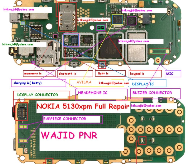 HANDPHONE GSM CDMA Nokia 5130 Full PCB Motherboard Layout Diagram
