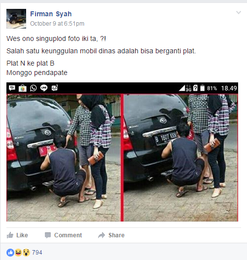 Viral! Foto 2 Orang Sedang Mengganti Plat Mobil Dinas dengan Plat Hitam Viral! Foto 2 Orang Sedang Mengganti Plat Mobil Dinas dengan Plat Hitam