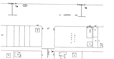 A map showing East Garvey Avenue.