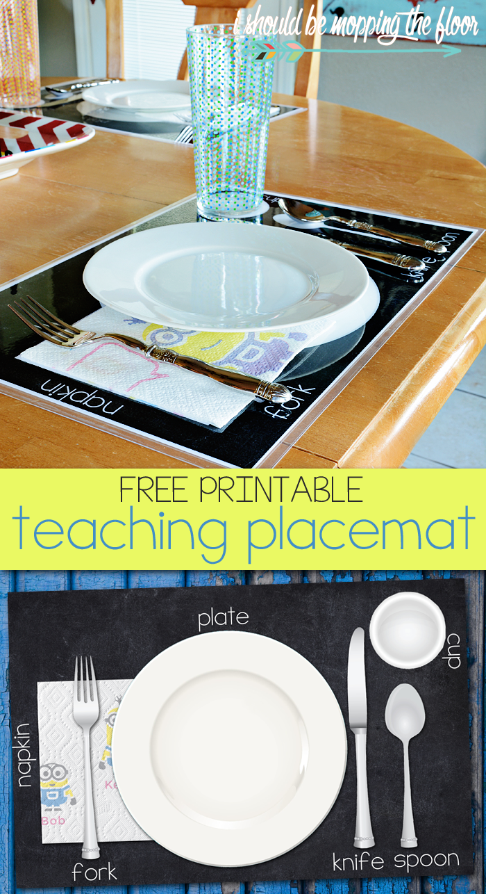 Free Printable Teaching Placemat | Perfect to help kiddos learn to set the table for meals. | Instant download. | Laminate for durability.