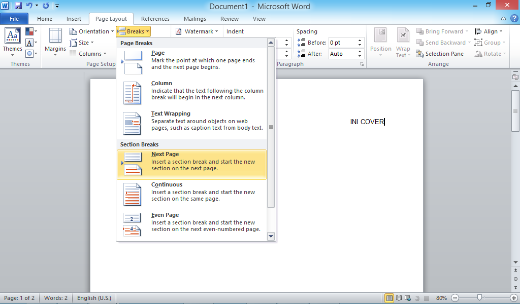 Cara Membuat Nomor Halaman Laporan PKL/PRAKERIN di