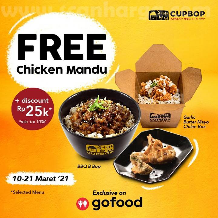 CUPBOP Promo GRATIS Japchae + Chicken Mandu via aplikasi GOFOOD