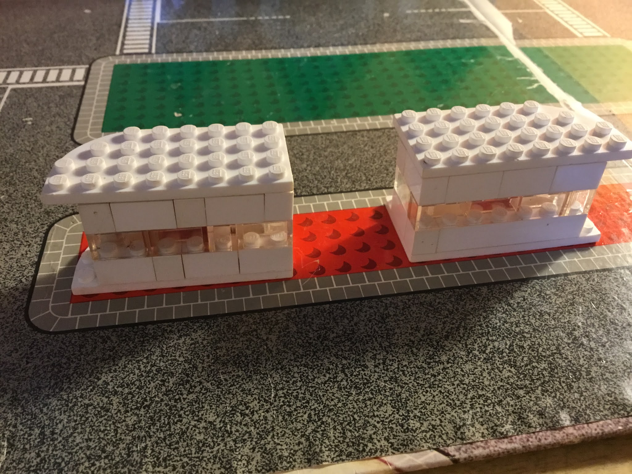 Tiny Corner houses. (And the buildings with transparent 2x2 macaroni