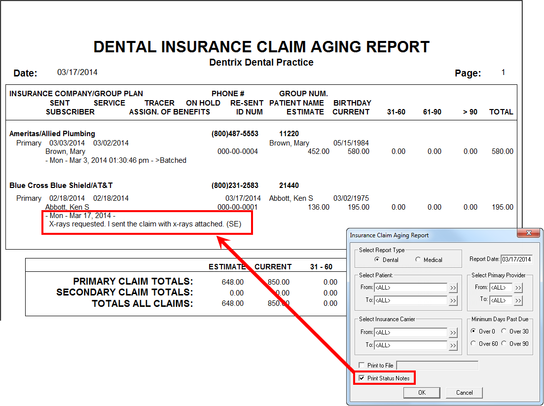 Dental Report. Dentrix Dental Systems. Insurance number of individual Ledger account. Dental Report Card. Ageing report