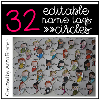 This pack includes 32 different editable circle name tags for your classroom. Perfect for labelling desks, cubbies, book baskets, binders, coat hooks, boxes, and anything else you'd like! Sixteen boy and sixteen girl options are included! #classroomsetup #nametags #backtoschool #classroom #labels