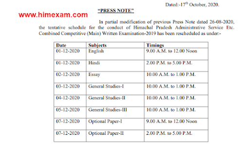 HAS Main Exam Date 2020