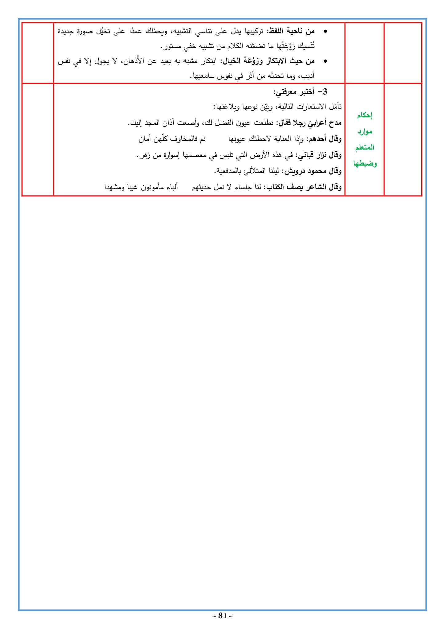 تحضير درس بلاغة الاستعارة 3 ثانوي علمي صفحة 131 تحضير درس بلاغة الاستعارة 3 ثانوي علمي صفحة 131