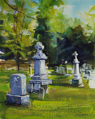 A painting of a cemetery in Williamsville NY