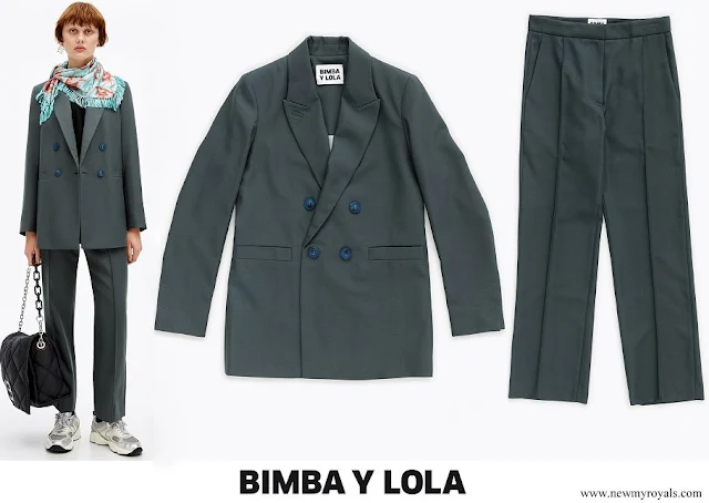 Queen Letizia wore BIMBA Y LOLA Talla blazer and trousers in olive