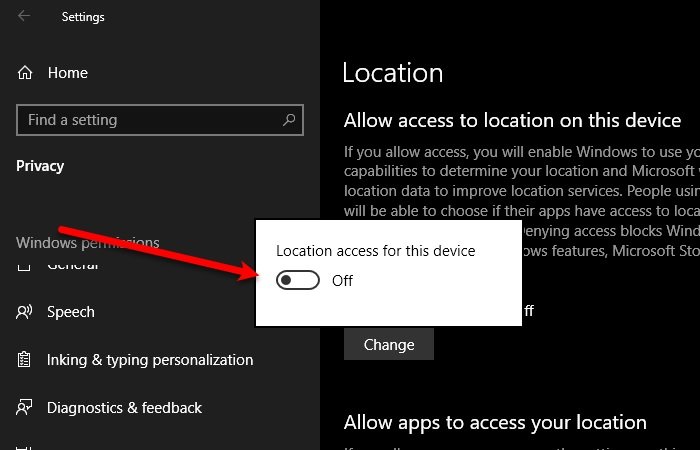 Windows10で場所の設定を変更する方法