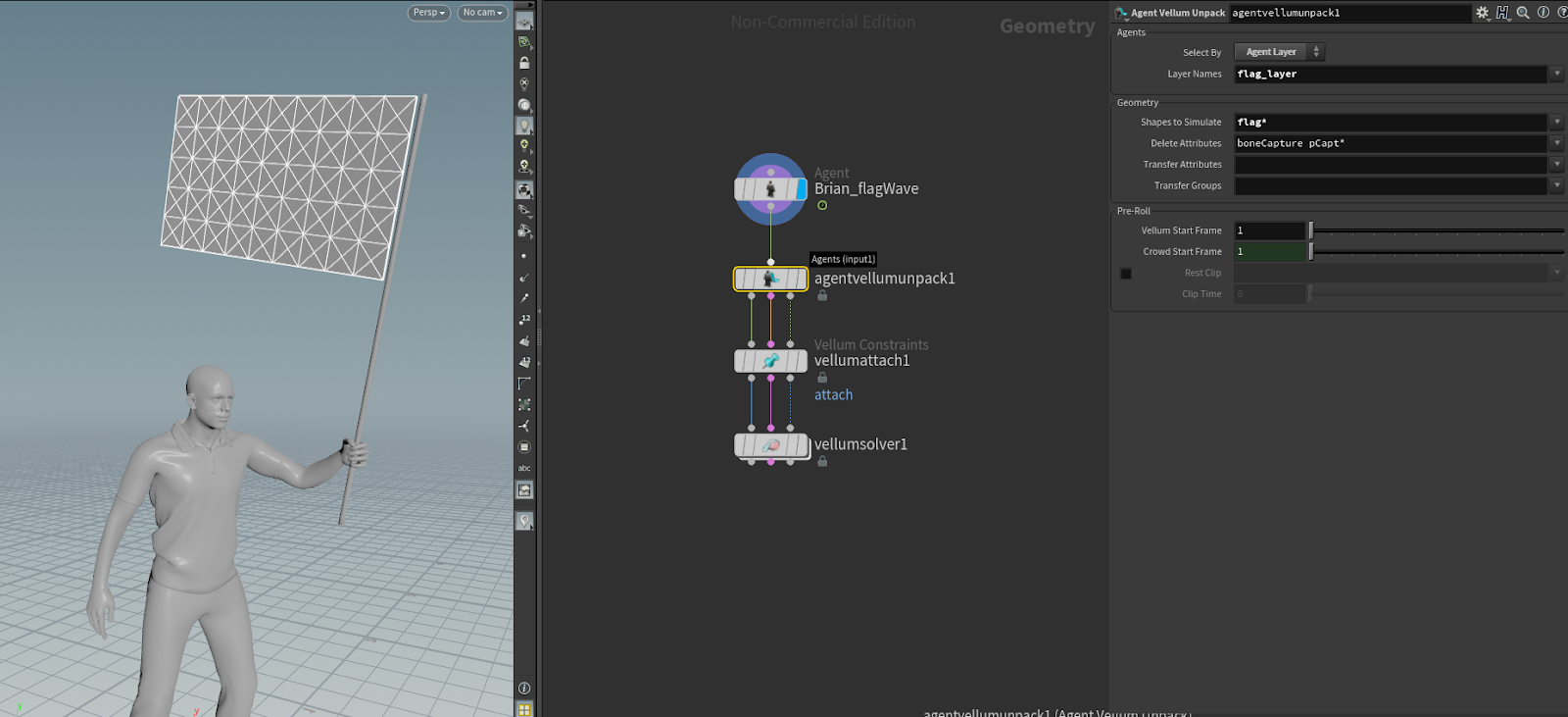 Crowd Effects Flag waving crowd agents in Houdini