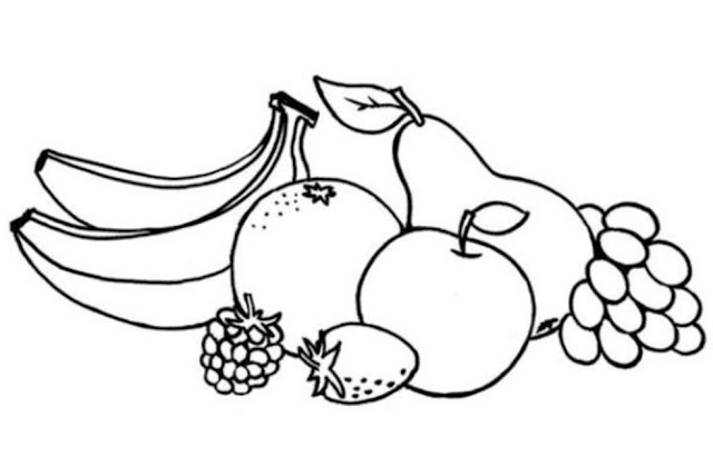 Mewarnai Sketsa Gambar Buah-buahan 