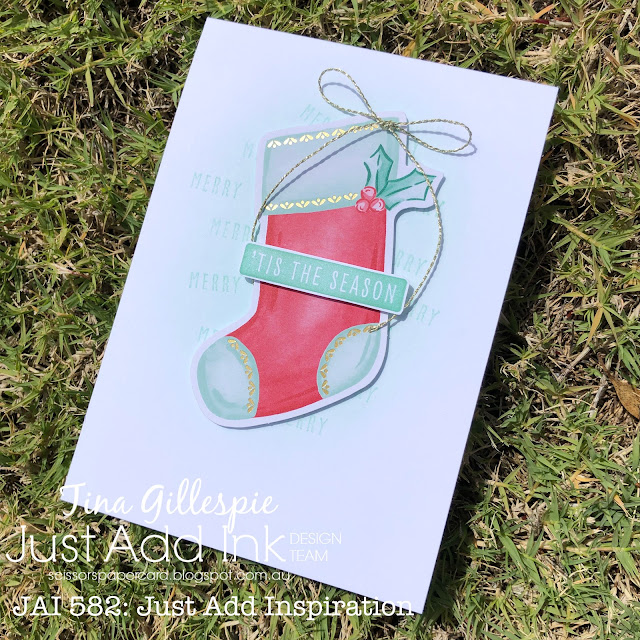 scissorspapercard, Stampin' Up!, Just Add Ink, Tag Buffet Project Kit, Christmas To Remember, Sweet Stockings DSP, Christmas Card