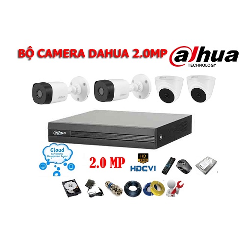 Bộ 04 Camera quan sát Dahua HDCVI 2.0 megapixel