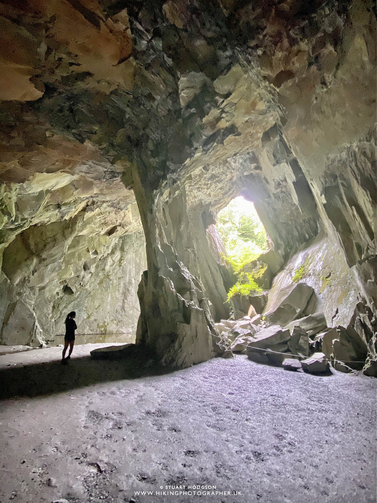 main chamber Cathedral Quarry walk map Lake District caves Little Langdale car park