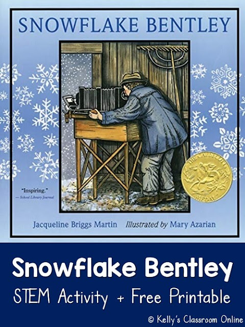Integrated STEM and language arts activities for the book Snowflake Bentley by Jacqueline Briggs Martin. Free biography printable. 2nd to 4th grade.