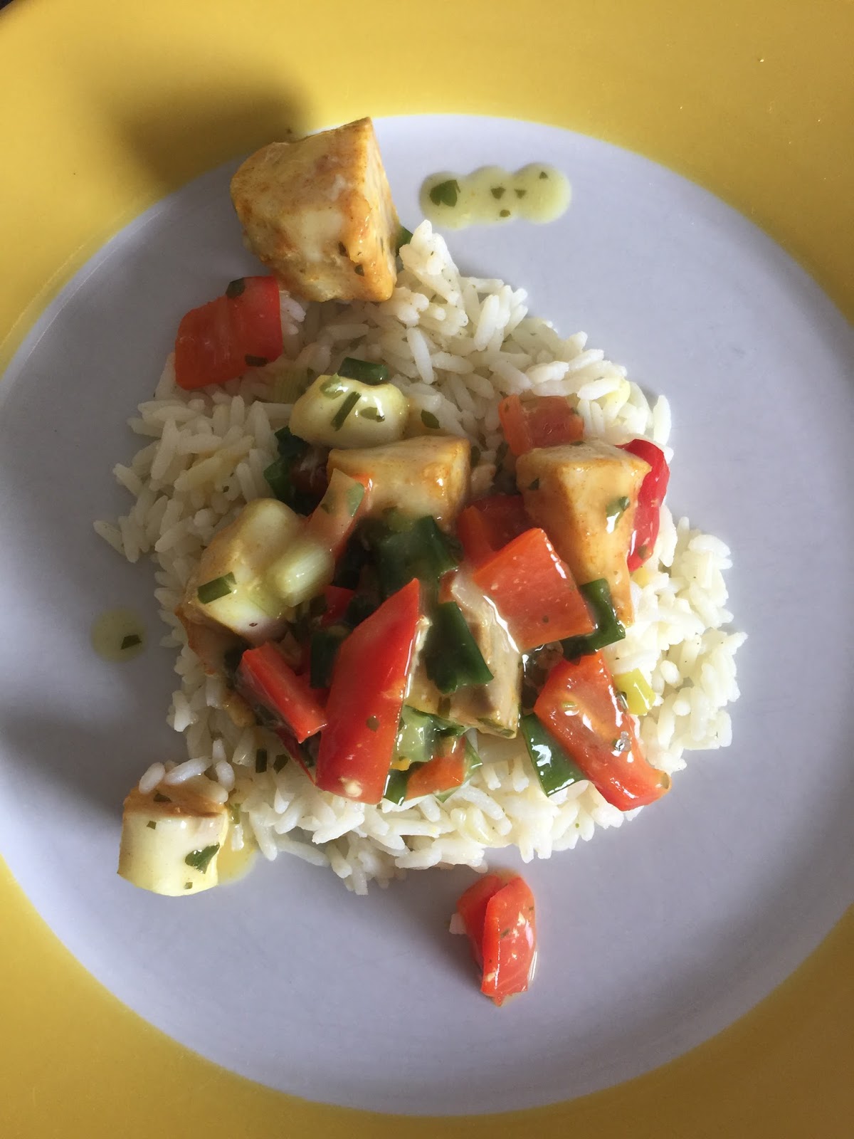 Seelachs mit Reis und Paprika