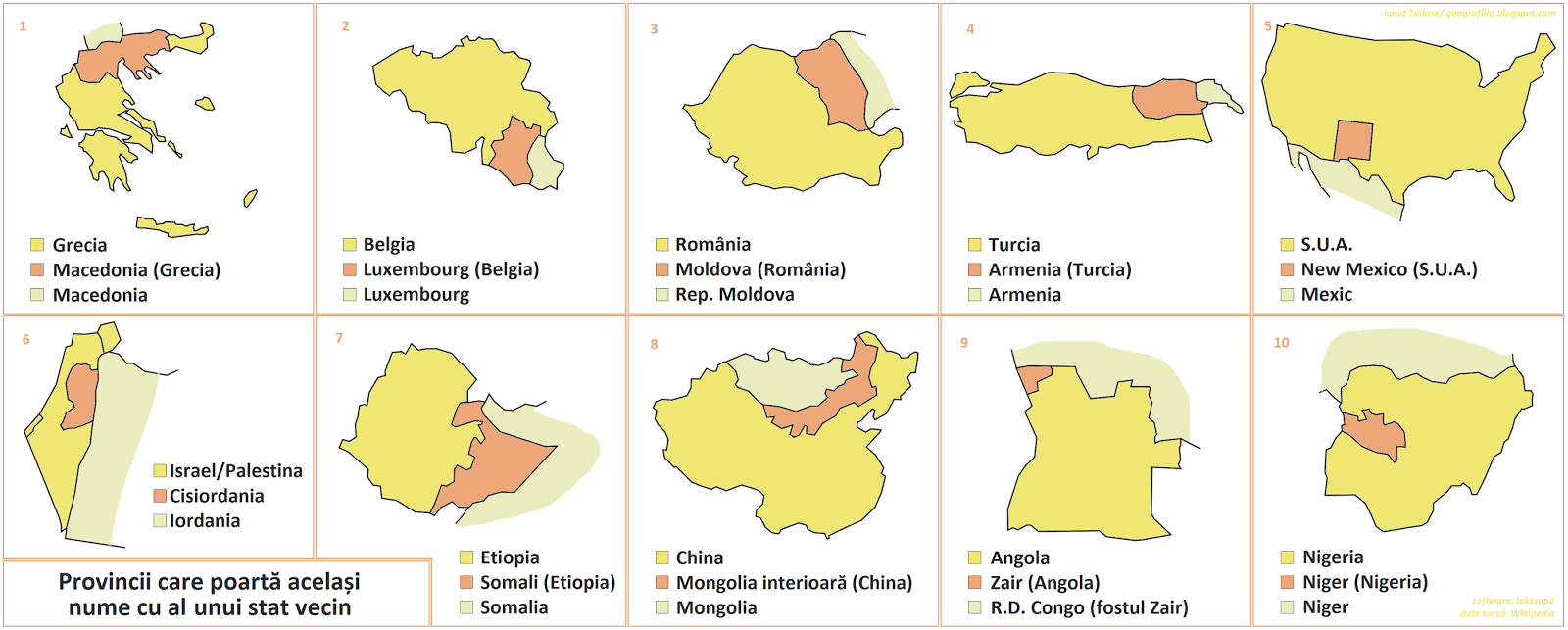 GEOGRAFILIA: 10 ??ri care au acela?i nume cu o regiune din statul vecin