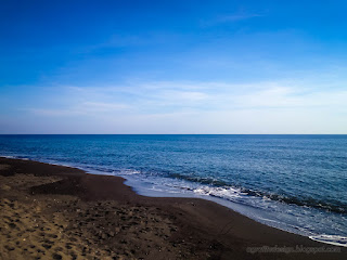 Black Sand And Beach Horizon View In The Morning At Umeanyar Village North Bali Indonesia
