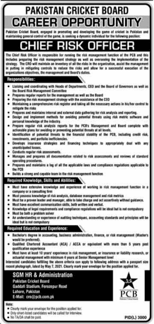 Pakistan Cricket Board (PCB) Management Jobs 2021