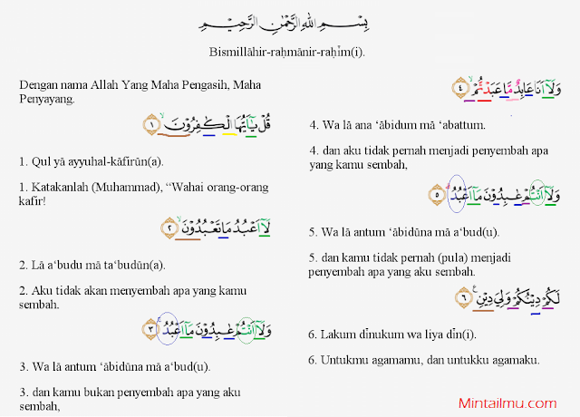 Tajwid Surat Al Kafirun Beserta Arti Terjemahan Minta Ilmu