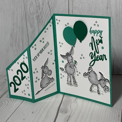 New Years card with three Donkeys from Stampin' Up! darling Donkeys Stamp Set