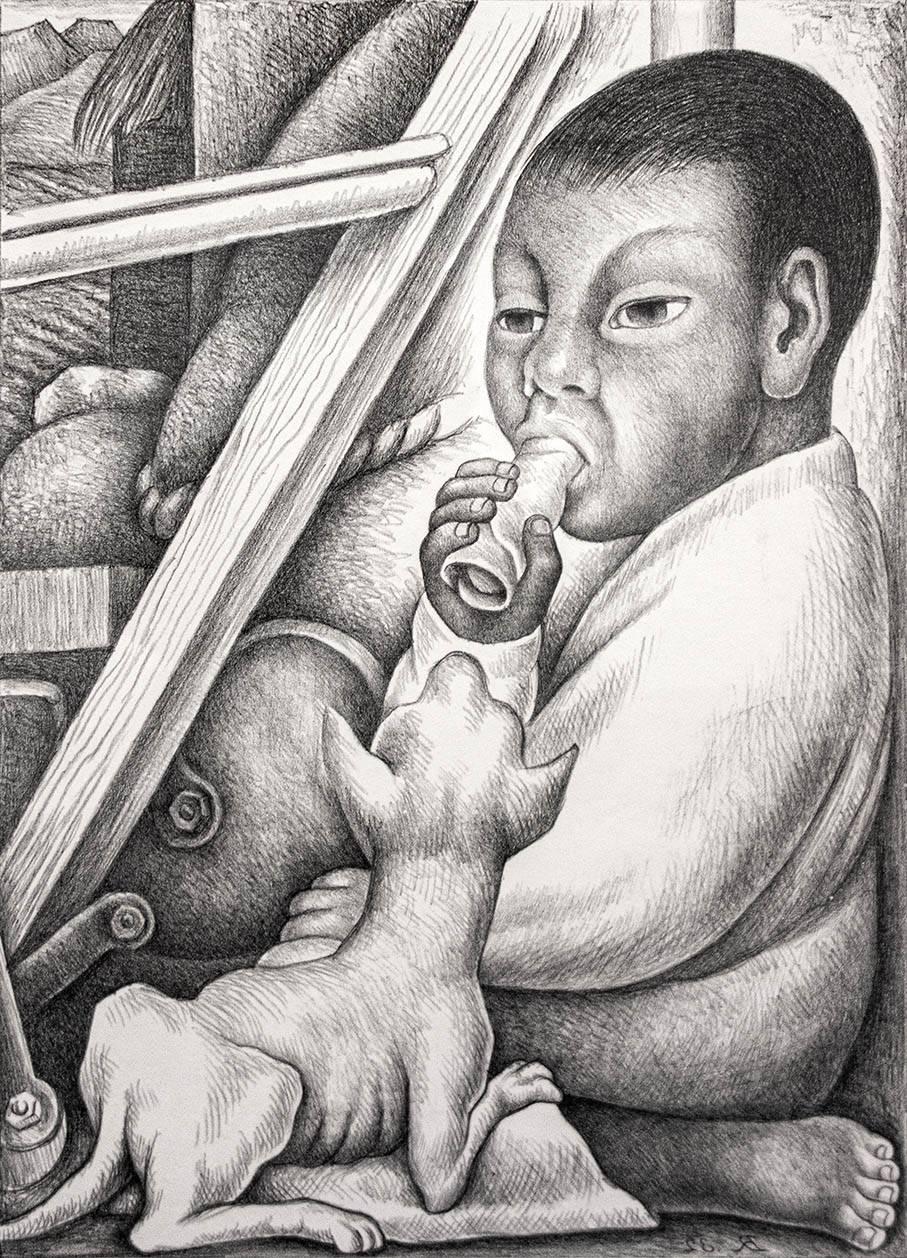 Luz y artes: El niño del taco. Un dibujo de Diego Rivera previo a un mural