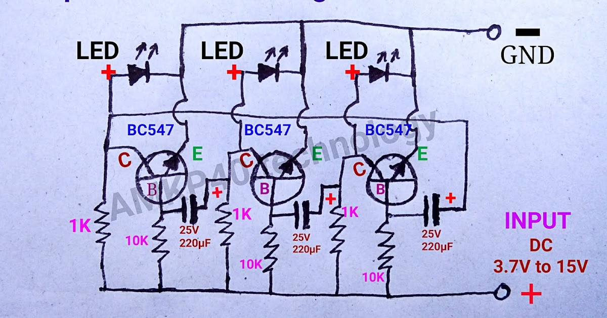 Simplest 12V LED Chaser Light Without IC Circuit Diagram
