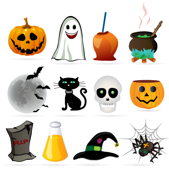 Vector con iconos de Halloween