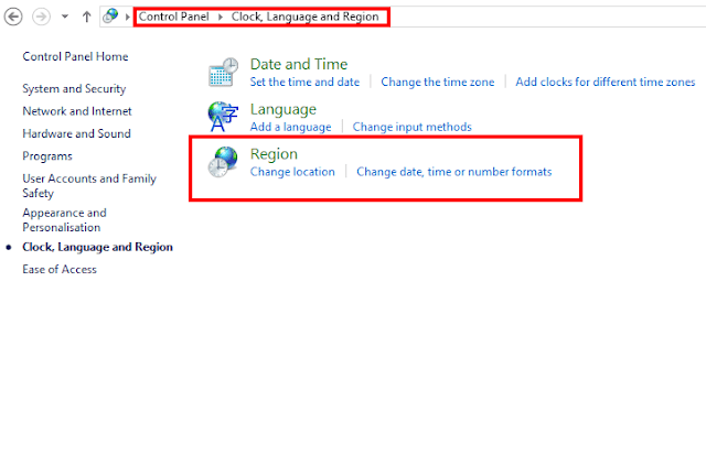 setting region windows 10