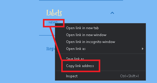 Copy link address label di blogspot